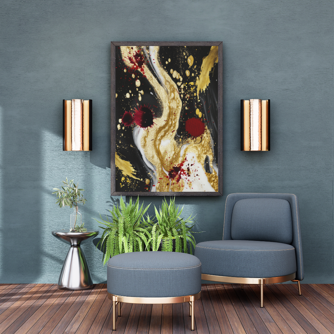 Drip Drop: Elegance in Gold and Red