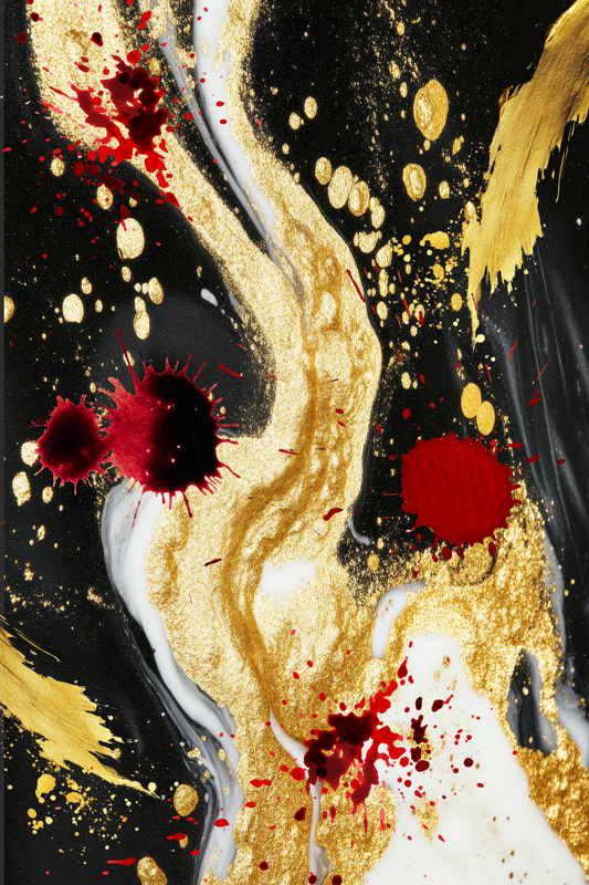 Drip Drop: Elegance in Gold and Red