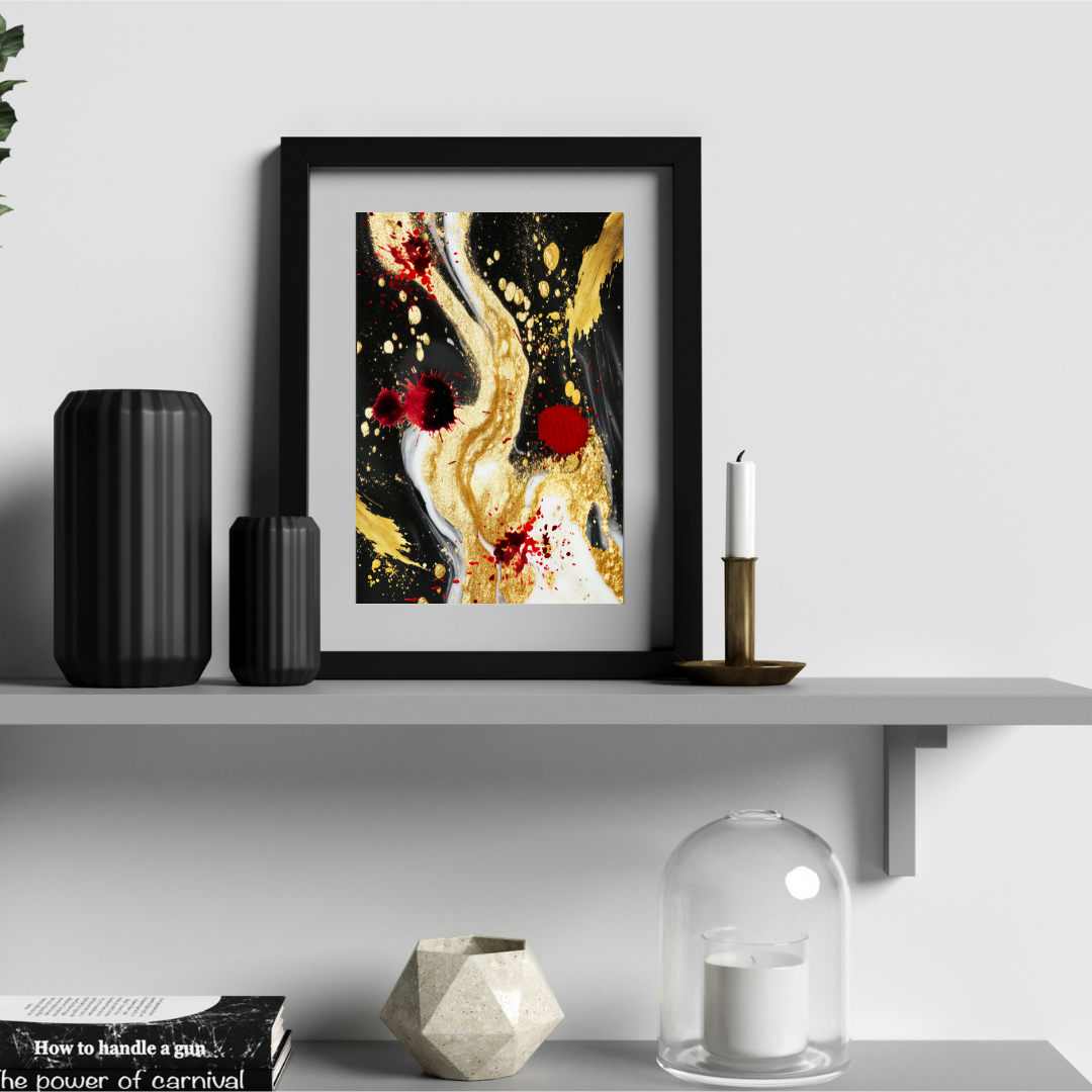 Drip Drop: Elegance in Gold and Red