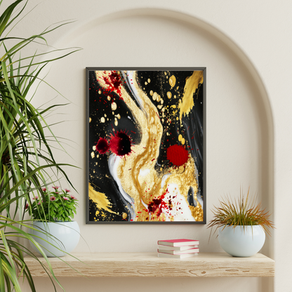 Drip Drop: Elegance in Gold and Red