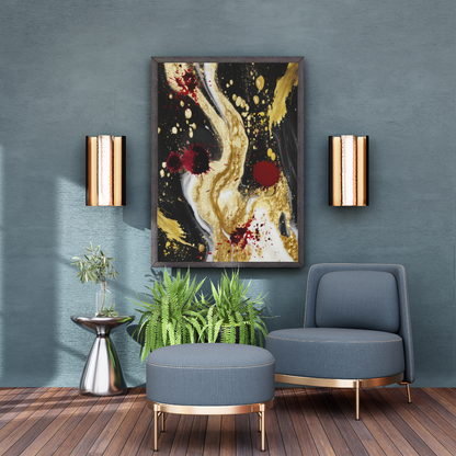 Drip Drop: Elegance in Gold and Red