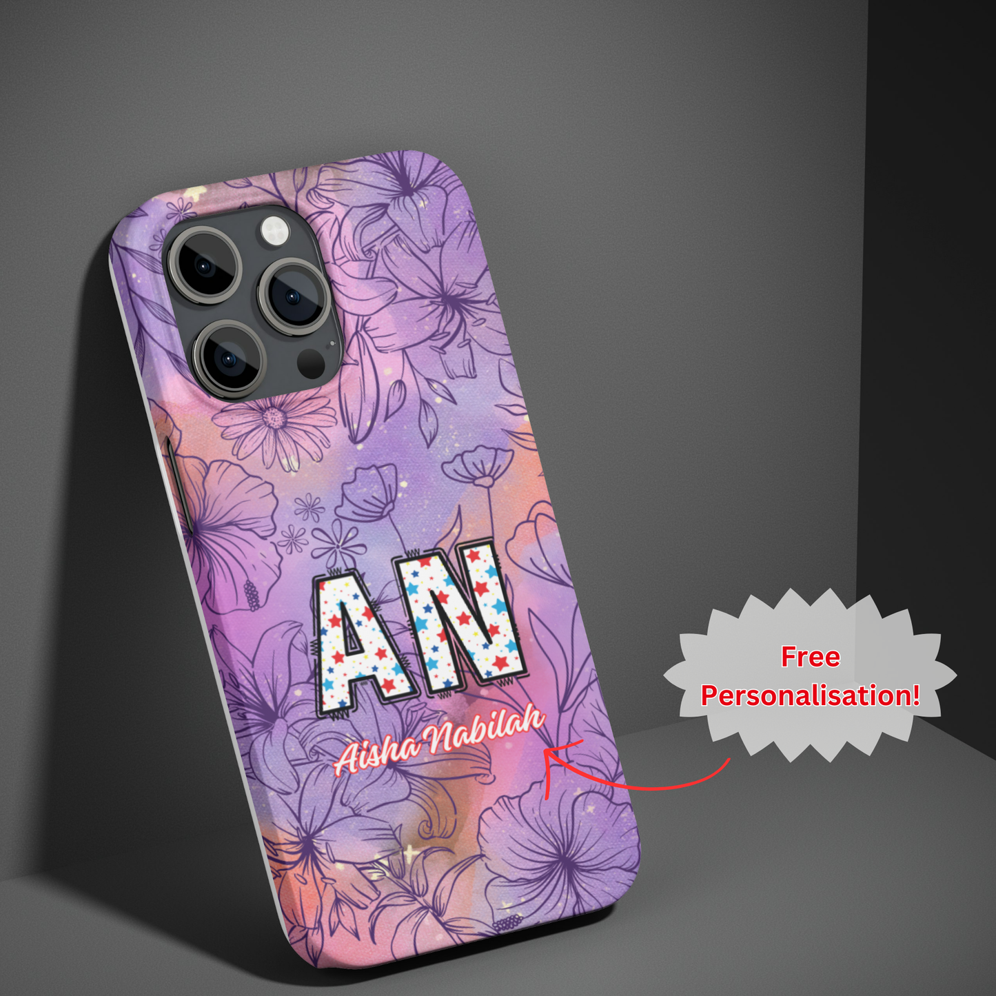 Personalised Floral Phone Case – Tough Cases with Custom Initials and Name