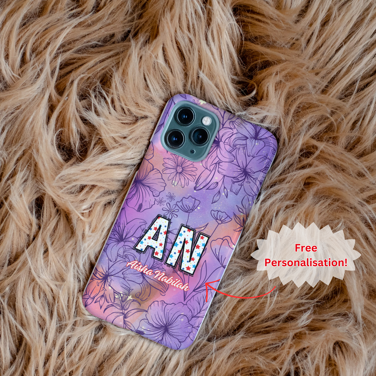 Personalised Floral Phone Case – Tough Cases with Custom Initials and Name
